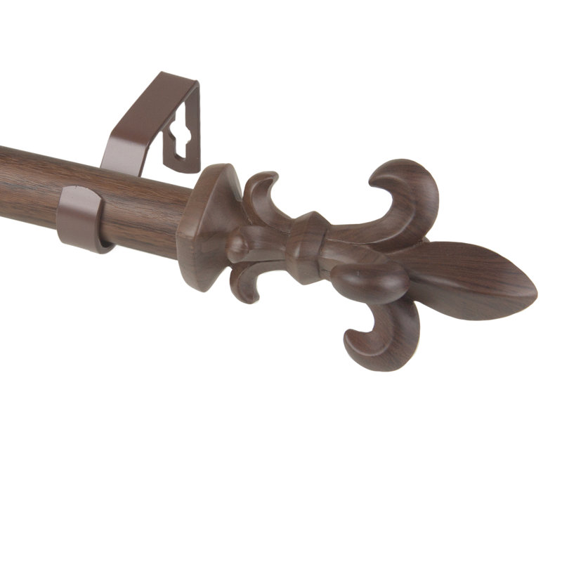 Tringle à rideaux simple Lemoine, 28" - 48", Noyer foncé
