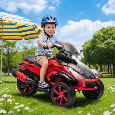 Kids Ride On ATV, jouet électrique de véhicule tout-terrain électrique à 3 roues de 12 V avec lumières DEL, klaxon musical, pneus à pédale, pédale de contrôle, aventure en plein air, herbe et trottoir, cadeau pour tout-petit, conforme à la norme ASTM