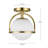 1-Light Gold Finish Flush Mount Ceiling Light with Frosted Glass Shade