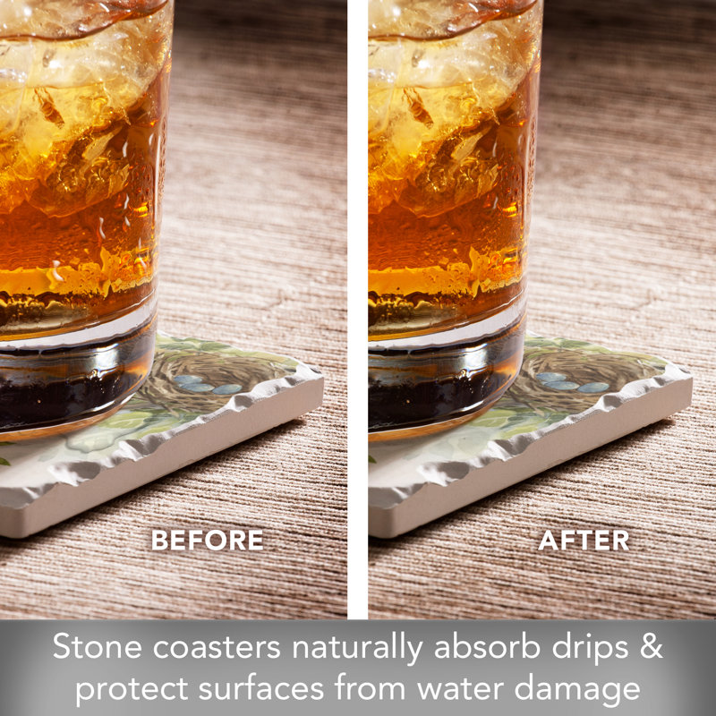 Bluebird Multicolor Tumbled Tile Stone Coasters with Cork Backing
