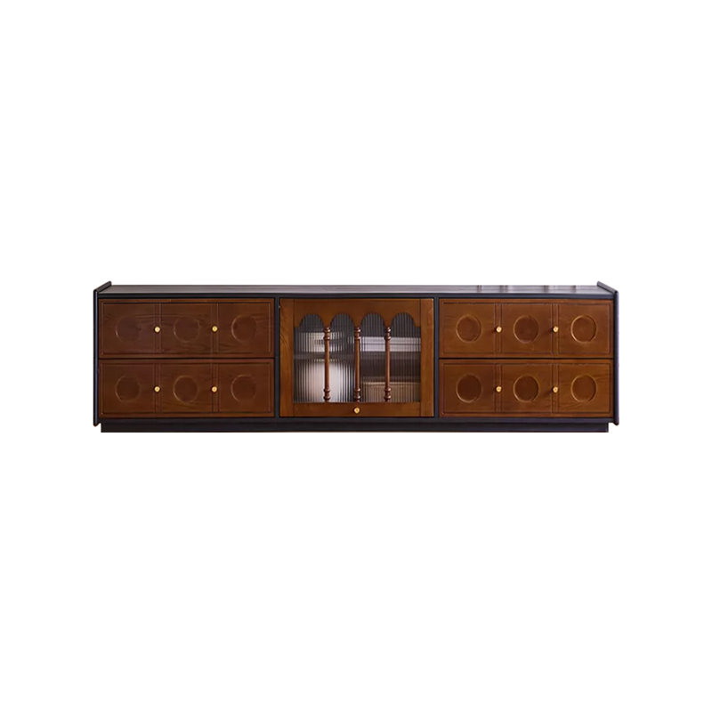 Meuble télé rétro en bois massif noir, 78.74