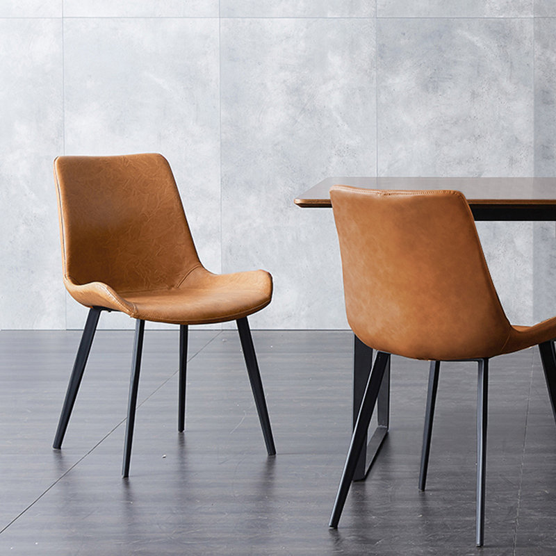 Monkstown Faux Leather Upholstered Modern Dining Chair Side Chair with Carbon Steel Legs, Brown