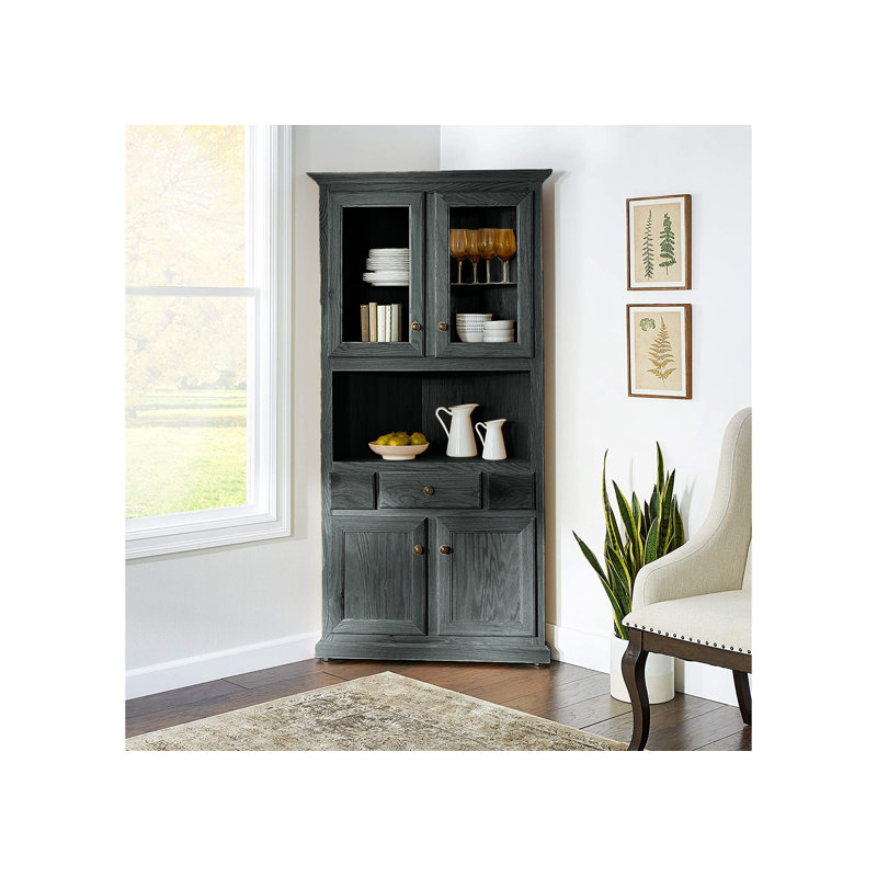 Haruka Sideboard with Bar Hutch, Iron Ore