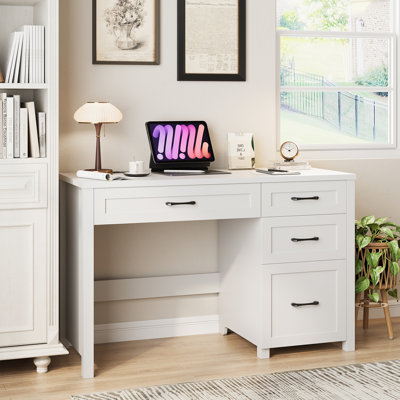 Farmhouse 47" Executive Desk with 4 Drawers and Charging Station