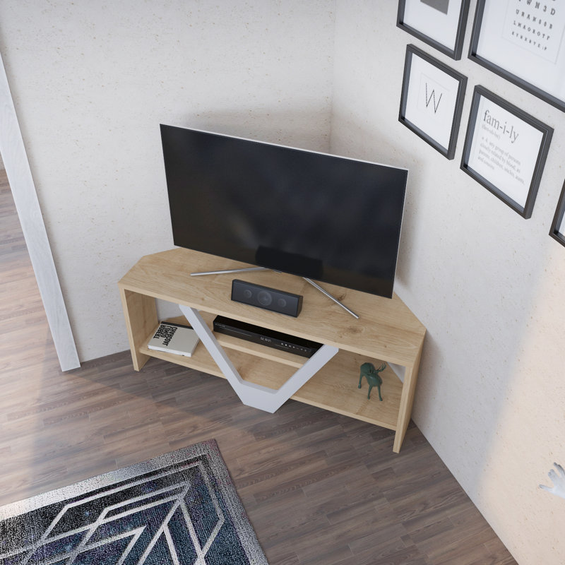 Mikula 35" Corner TV, Sapphire Oak/White