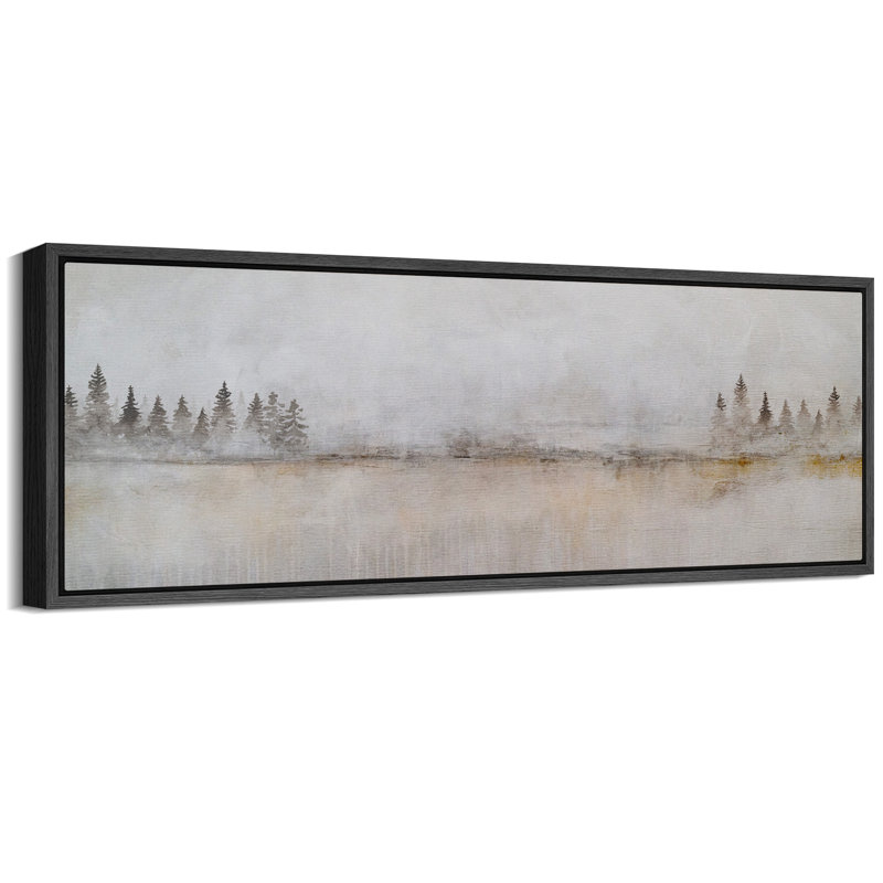 «Woodland Forest Landscape Tranquil Dawn Morning Mist Over The Lake», reproduction d'art sur toile, H 20 po x l 60 po