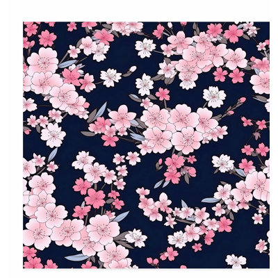 Floral, fleurs de cerisier sakura, reproduction d'art asiatique non encadrée