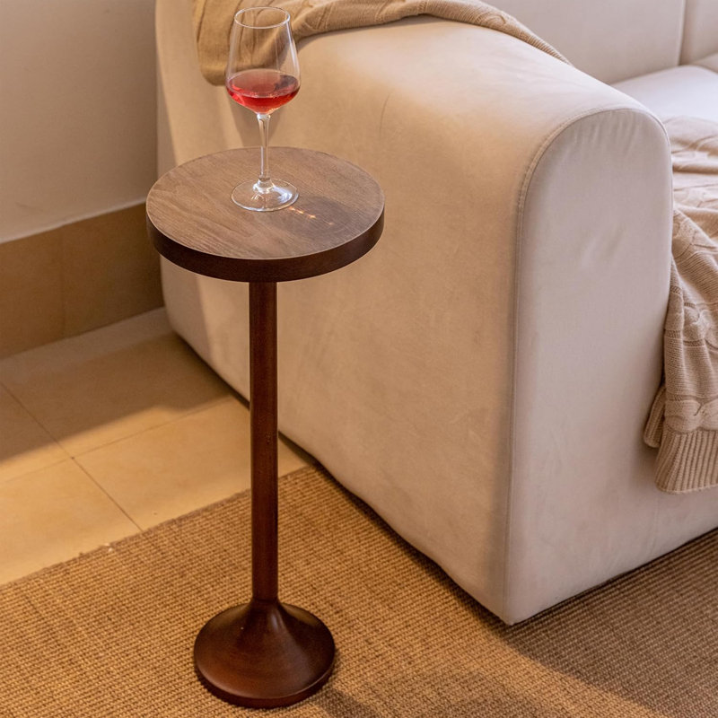 Espresso Coffee Table with Scratching Distressed Finish Base Pedestal Side Table