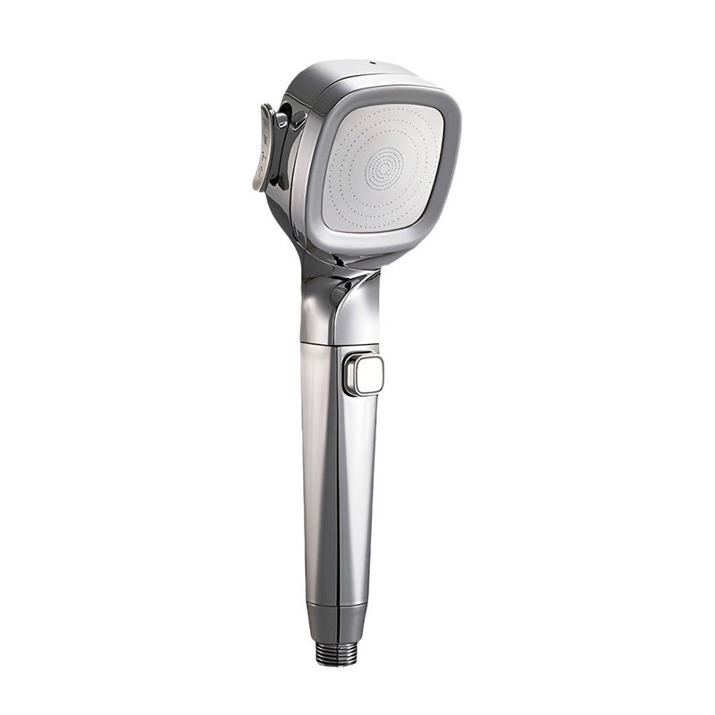 4- Handheld Pressurized Shower Head With Pause, Silver