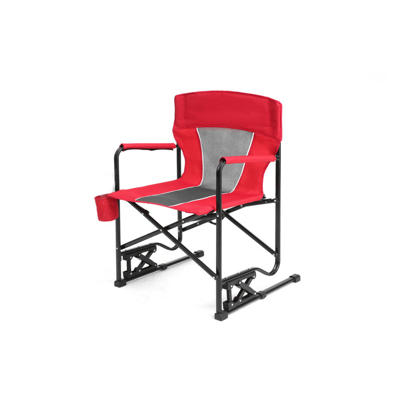 Chaise berçante pliante portative pour l'extérieur, Rouge / Noir