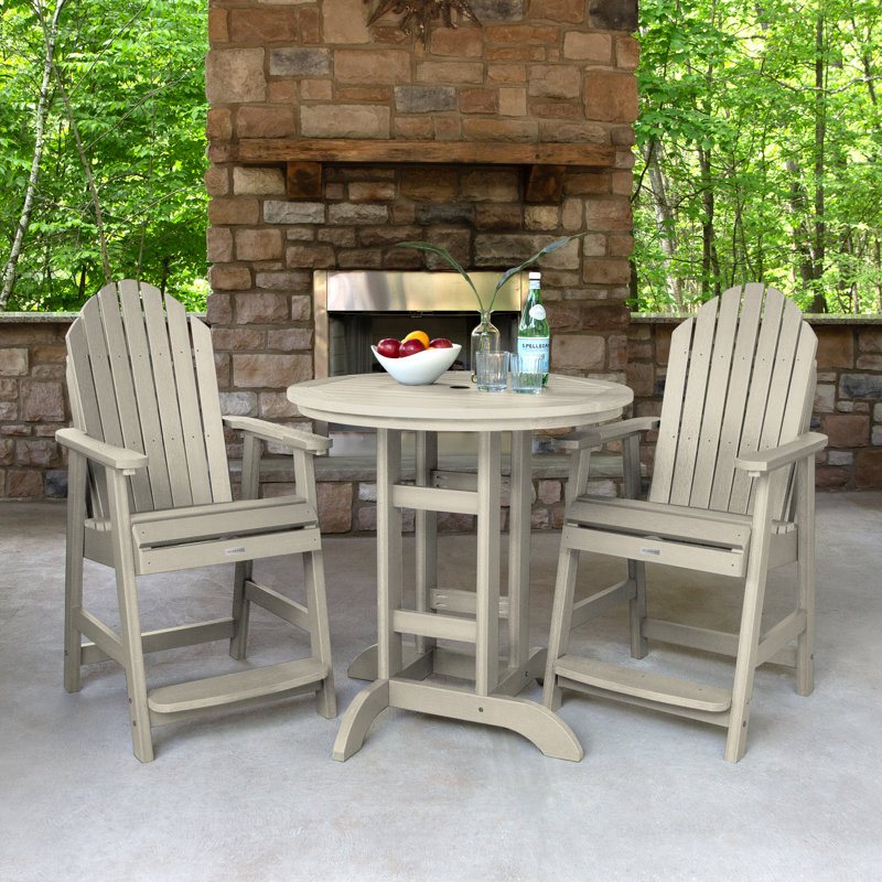 Anette 2-Person 36" Round, Counter-Height Dining Set, Whitewash