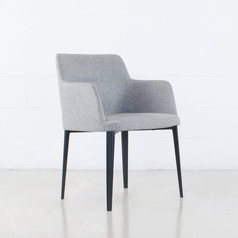 Jahnke Earle Upholstered Dining Arm Chair, Light Gray
