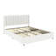 Lit élégant pour appartement, chambre d'amis, lit plateforme et lit tapissier en bois avec rangement à 4 tiroirs