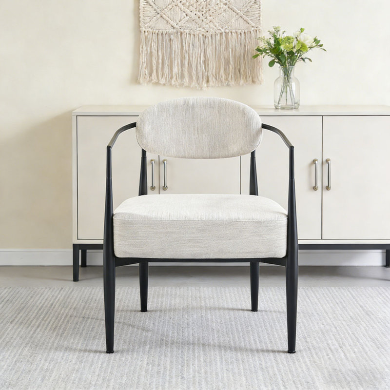 Fauteuil d'appoint moderne rembourré, Beige, noir