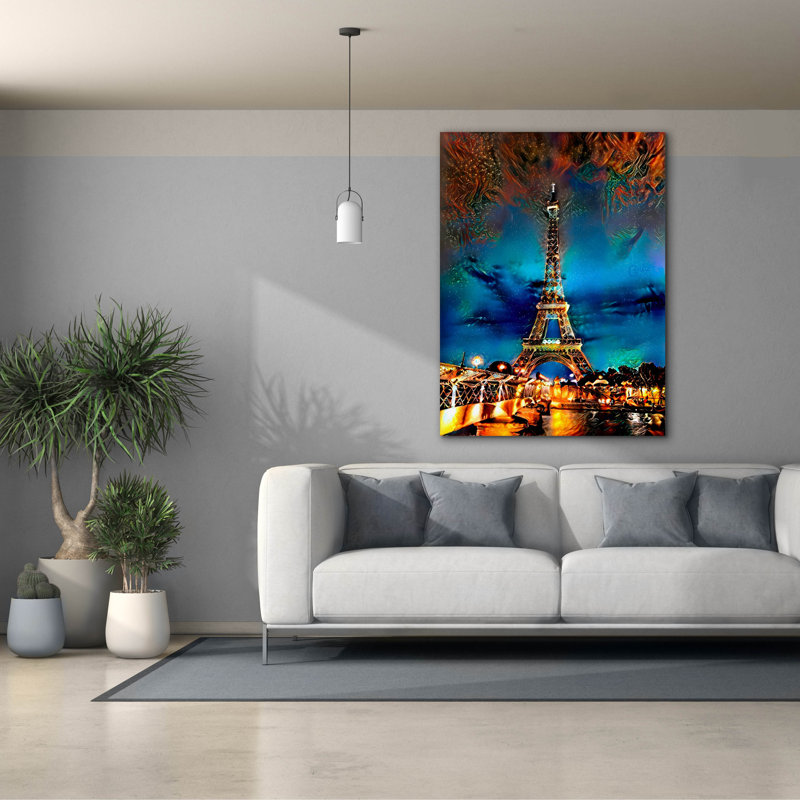  «Tour Eiffel Otras Luces» par Pedro Gavidia, art mural sur toile, 40 po x 54 po