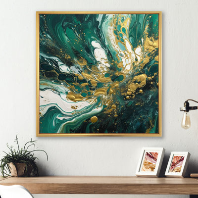 Green and Gold Serene Cascade I - Abstract Canvas Wall Art