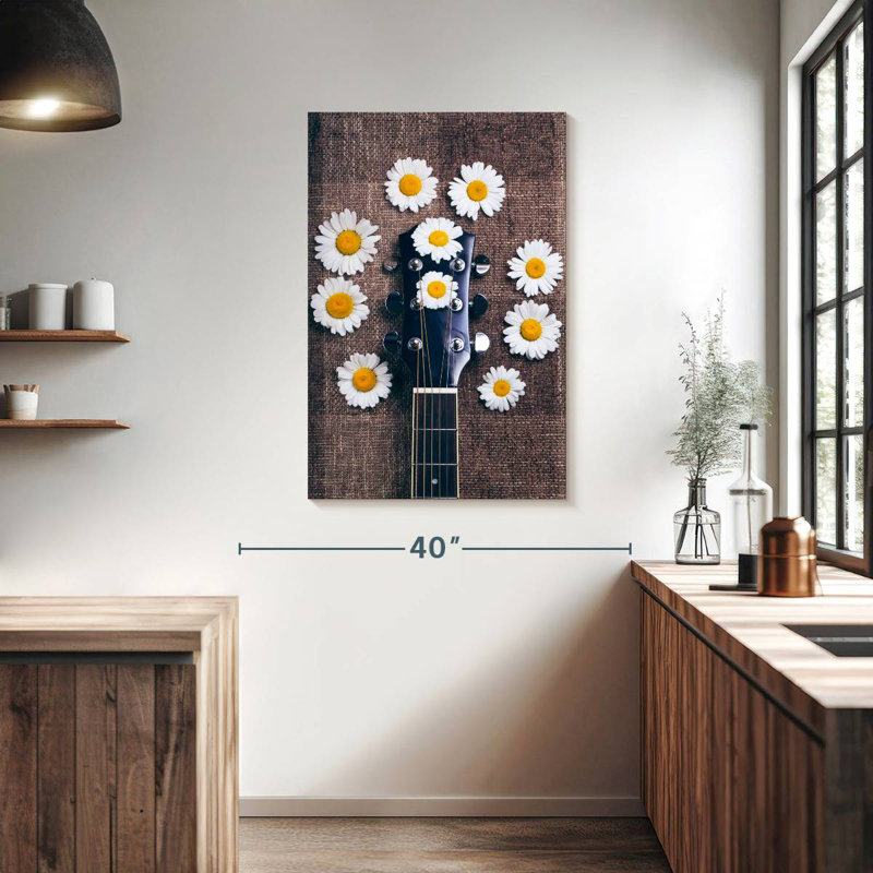Abarca, guitare et marguerite, H 39 po x l 26 po