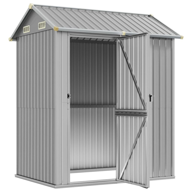Garden Shed 192X152.5X237 Cm Galvanised Steel, Light Grey