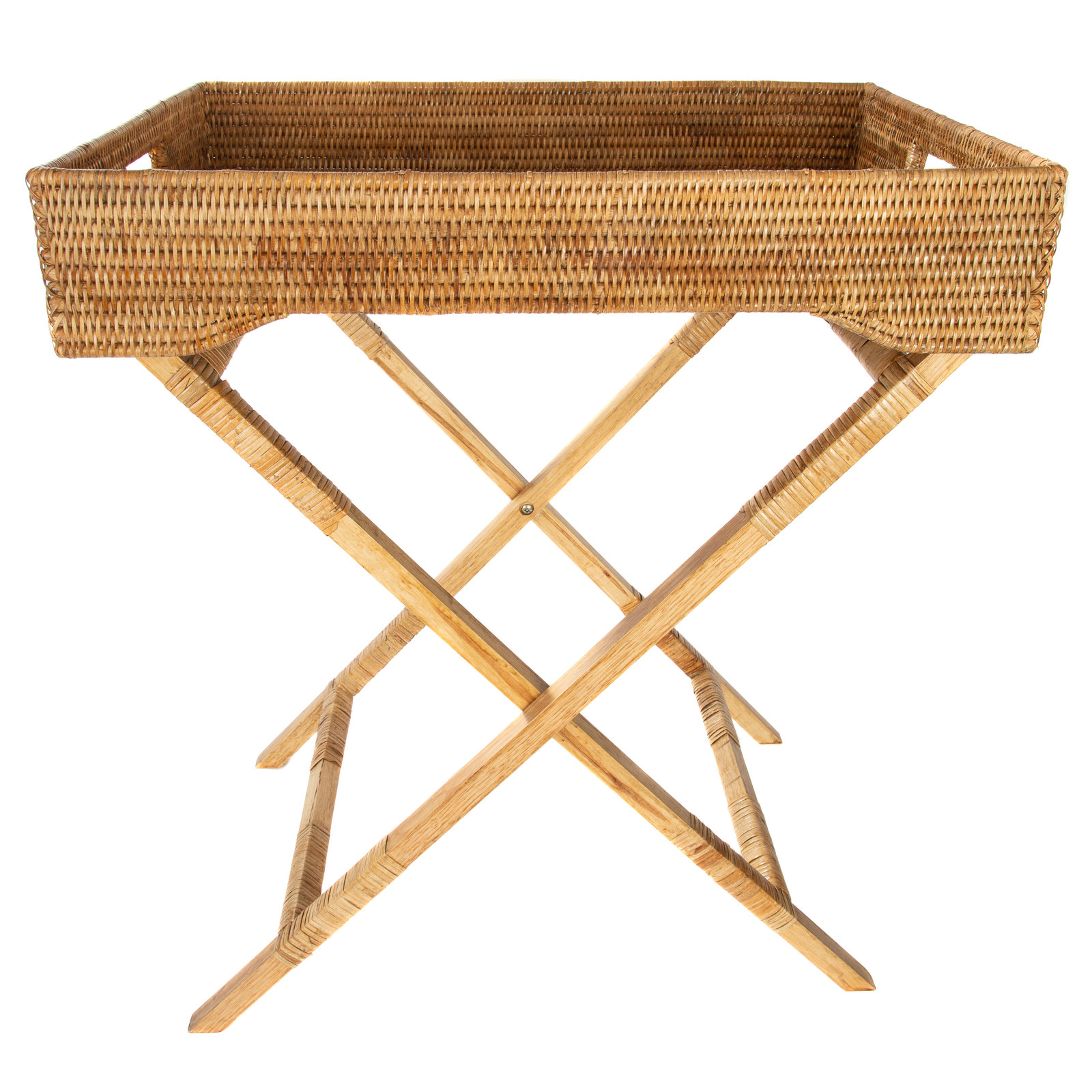 Artifacts Rattan Tray Top End Table, Honey Brown