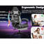 Fauteuil de jeu pour adultes, conception ergonomique avec fonction lombaire et de massage, réglable 90 - 135, 360 rotatif Pu, bureau en cuir noir gris, massage, repose-pieds rétractable,