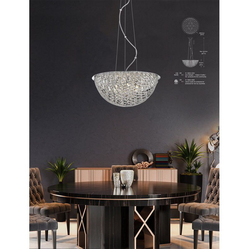 Clarine 6 - Light Chrome Crystal Pendant