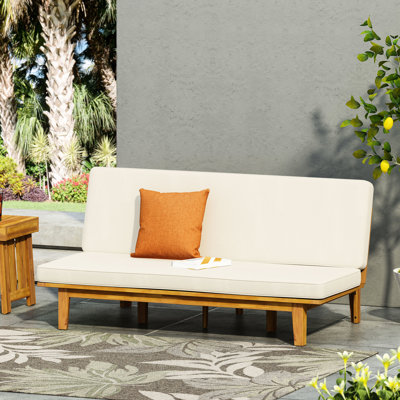 Lit de jour à panneaux à lattes en bois avec coussins d'eau, modèle convertible, l 74,32 po x P 42,14 po, H 12,56 po et l 74,32 po x P 42,14 po x H 12,56 po, style tendance