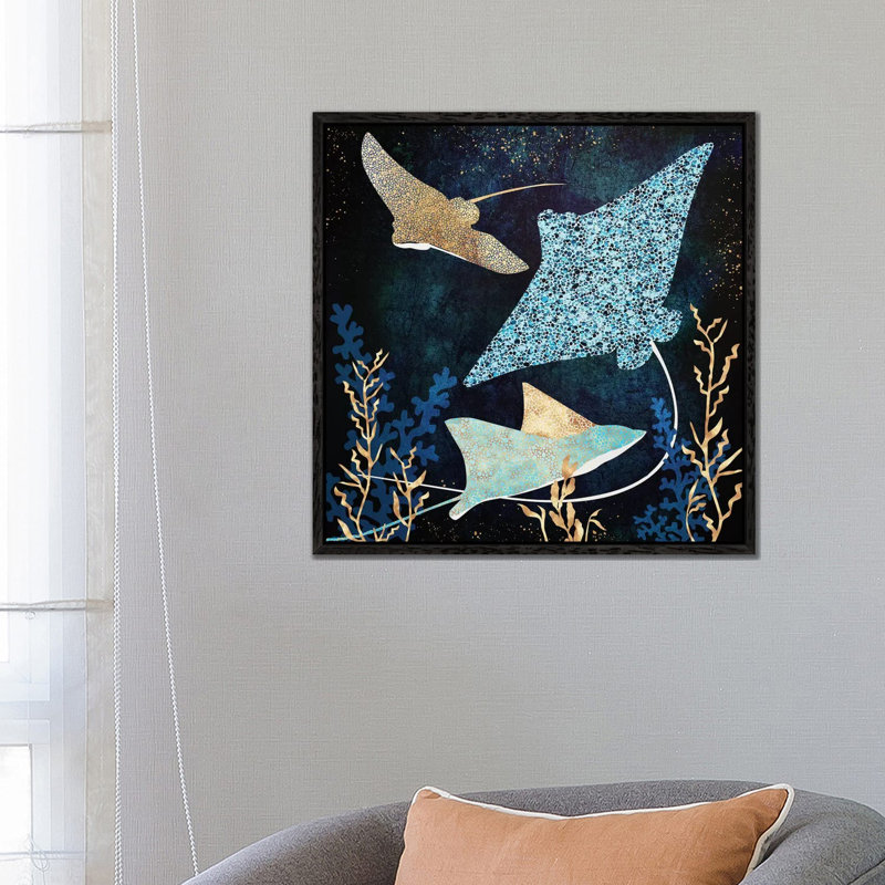 Metallic Stingray II - Print on Canvas, 66.04 cm H x 66.04 cm W, Black Framed
