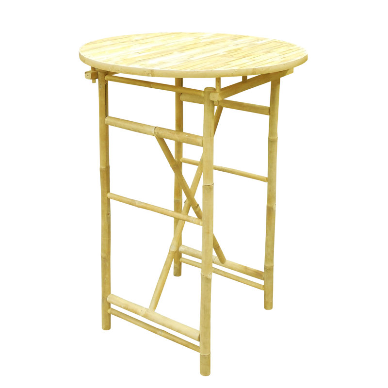 Table de bar pliante en bois massif Haxtun, Naturel