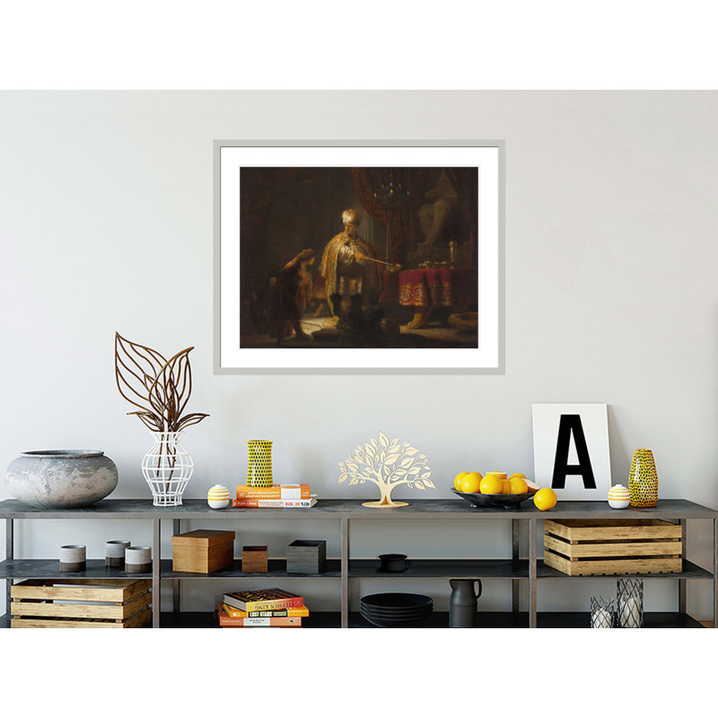 Daniel et Cyrus devant l'idole «Bel» par Rembrandt van Rijn - Estampe numérique encadrée, 33.36" H x 41.5" W
