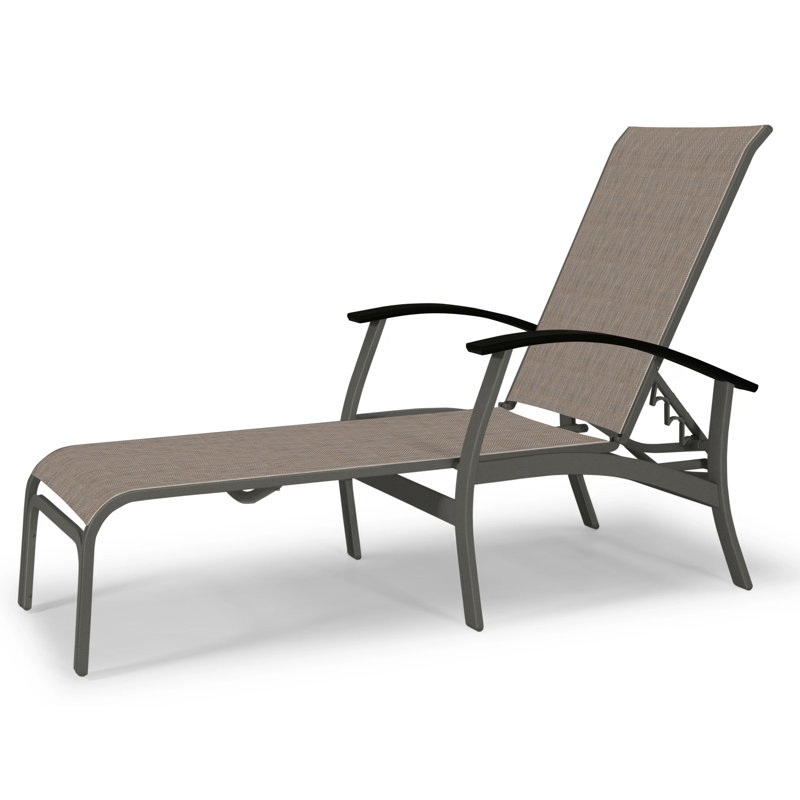 Askar Outdoor Rust-Resistant Metal Chaise Lounge, Black P70, Alloy Sunbrella®, Textured Graphite