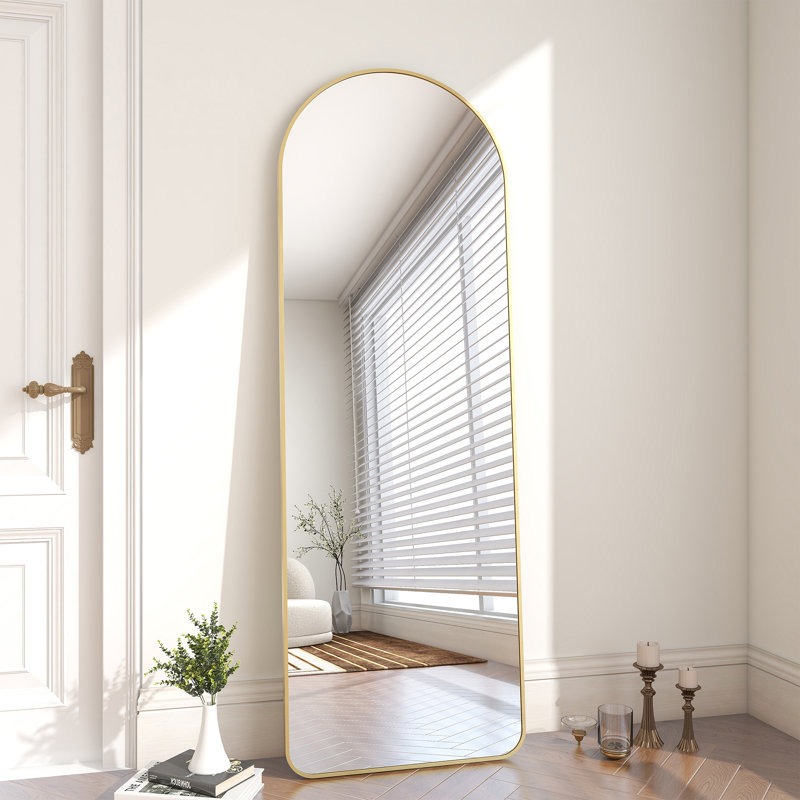 Miroir mural arqué en alliage d'aluminium, H 58 po x l 18 po, Doré