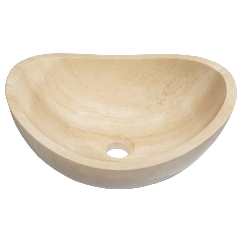 Eden Bath 12.75'' Stone Oval Bathroom Sink, Honed Beige