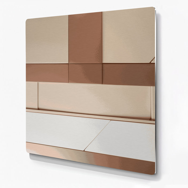 Minimalisme 29, art mural en métal beige, H 12 po x l 12 po