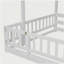 Lit simple superposé au dessus d'un lit double avec glissade, escalier de rangement, lit superposé en bois de pin massif avec garde-corps, blanc