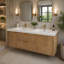 Meuble-lavabo double 59,3 po avec comptoir en SMC, armoire en panneau de fibres à densité moyenne, portes à fermeture en douceur, tiroirs divisés et meuble-lavabo mural moderne pour les grandes salles de bain