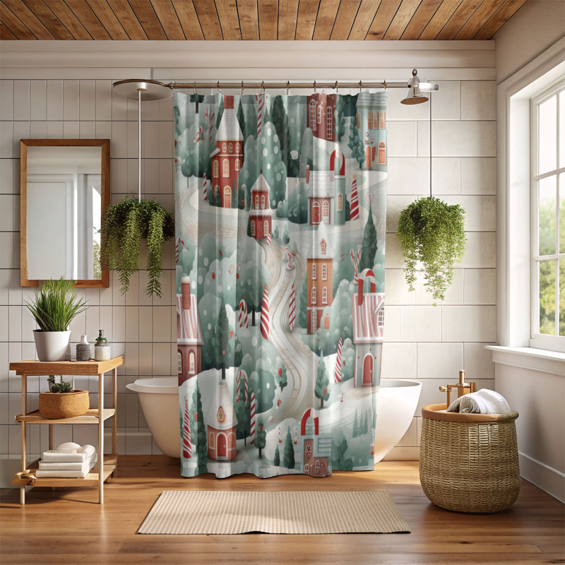 Peppermint Track - Premium Shower Curtain, 74"H x 71"W