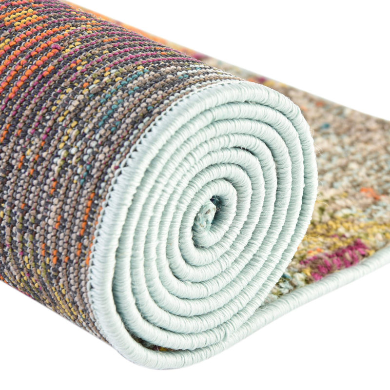 Washable Abstract Indoor Rug, Rectangle 7'10" x 10'
