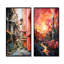 «Peach Process Popart Factory», ensemble de 2 impressions sur toile-1924835939-1924835943