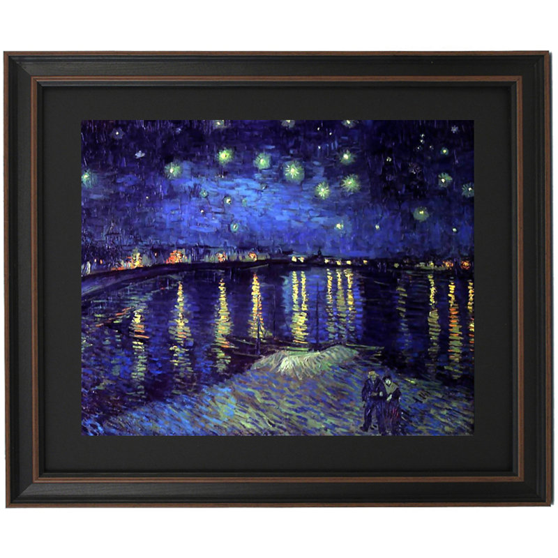 Nuit étoilée sur le rhône par Vincent Van Gogh | Reproduction encadrée, H 29 po x l 36 po