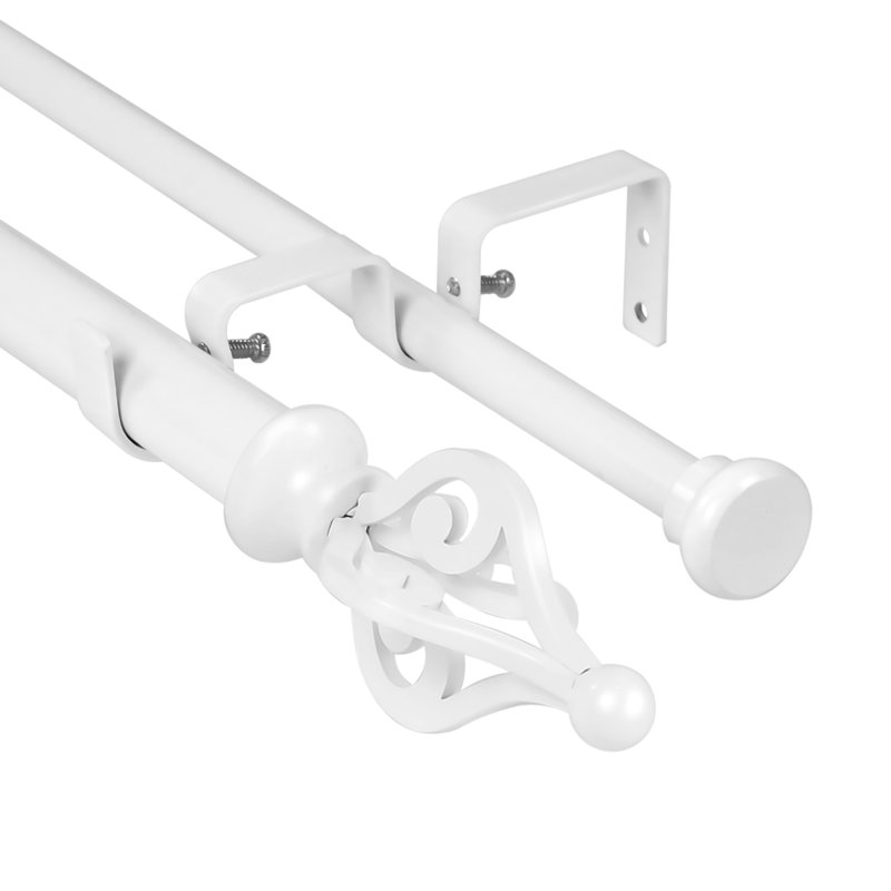 Tringle à rideaux double Summersville, Blanc, H 1 po x l 48 po x P 1 po