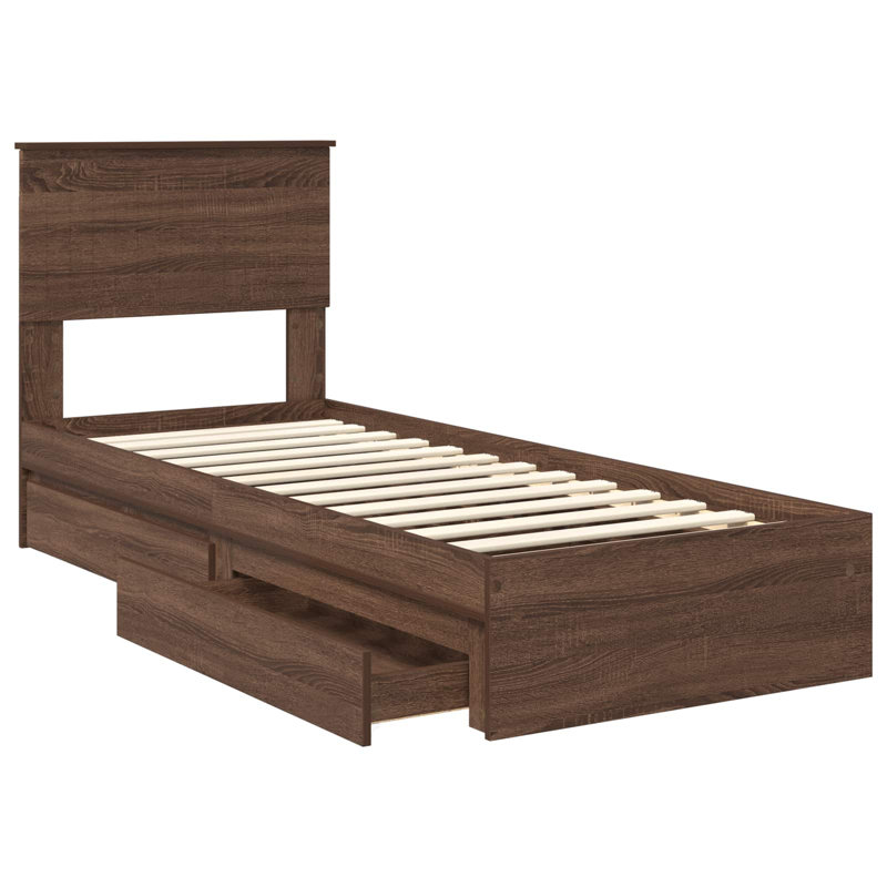 Bed, Brown Oak, Small Single (2'6)