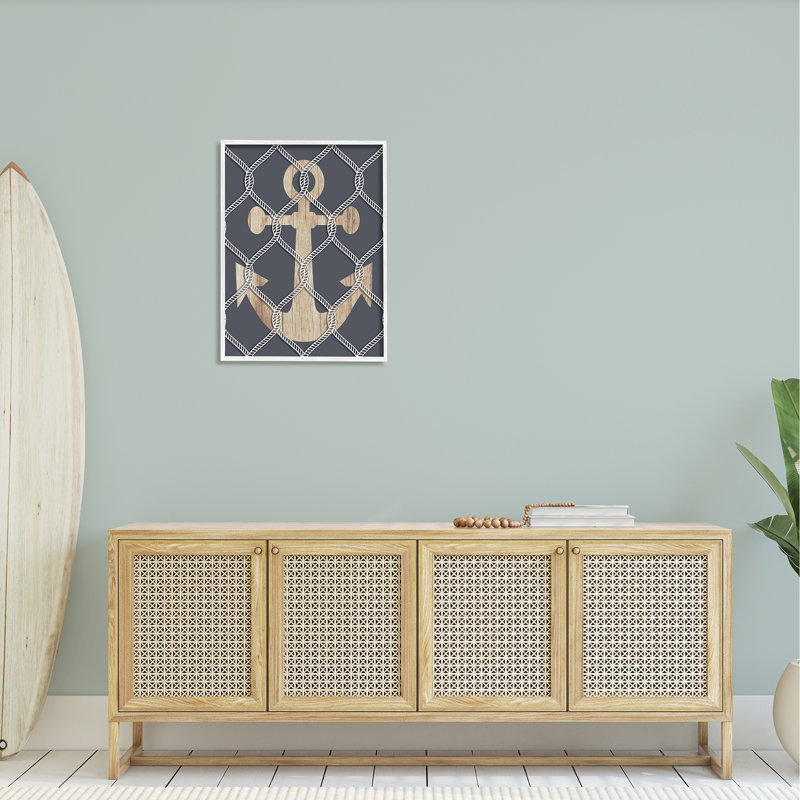 Art nautique, art giclée encadrée par ancre nautique par Lil 'Rue, H 30 po x l 24 po x P 1,5 po