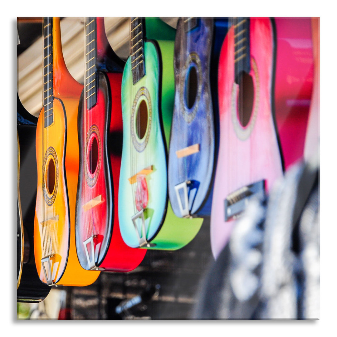 Glasbild Bunte Gitarren