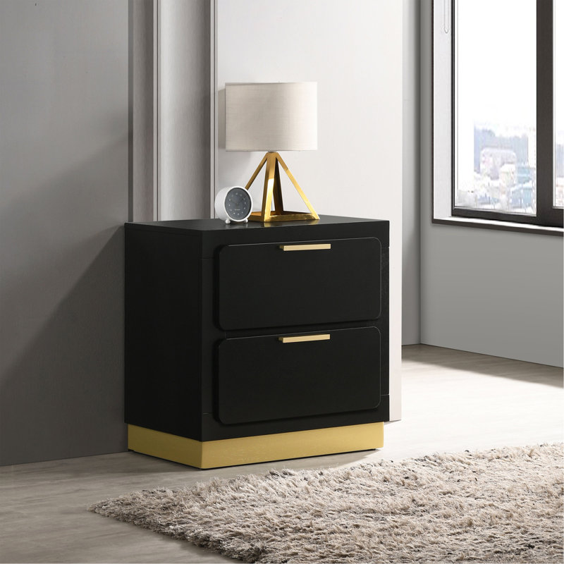 Sophia 2-Drawer Nightstand, Black