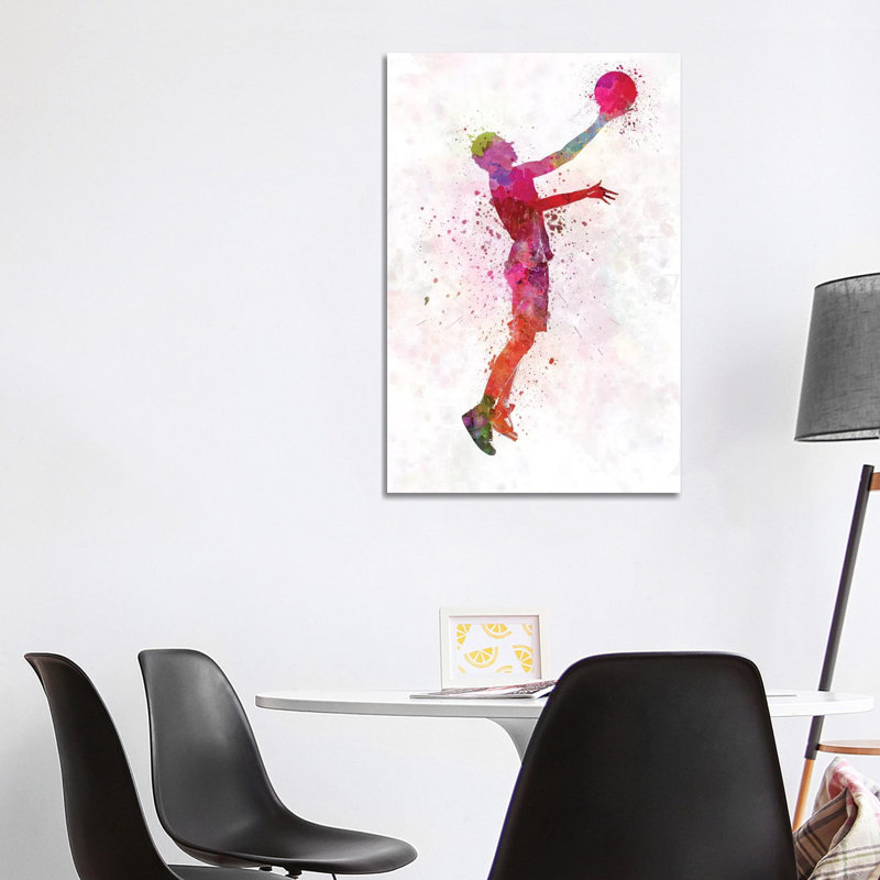 Young Man Basketball Player I by Paul Rommer - Wrapped Canvas Painting, 101.6 cm H x 66.04 cm W
