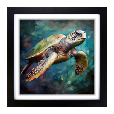 Sea Turtle Cubism No.2 - Framed Print