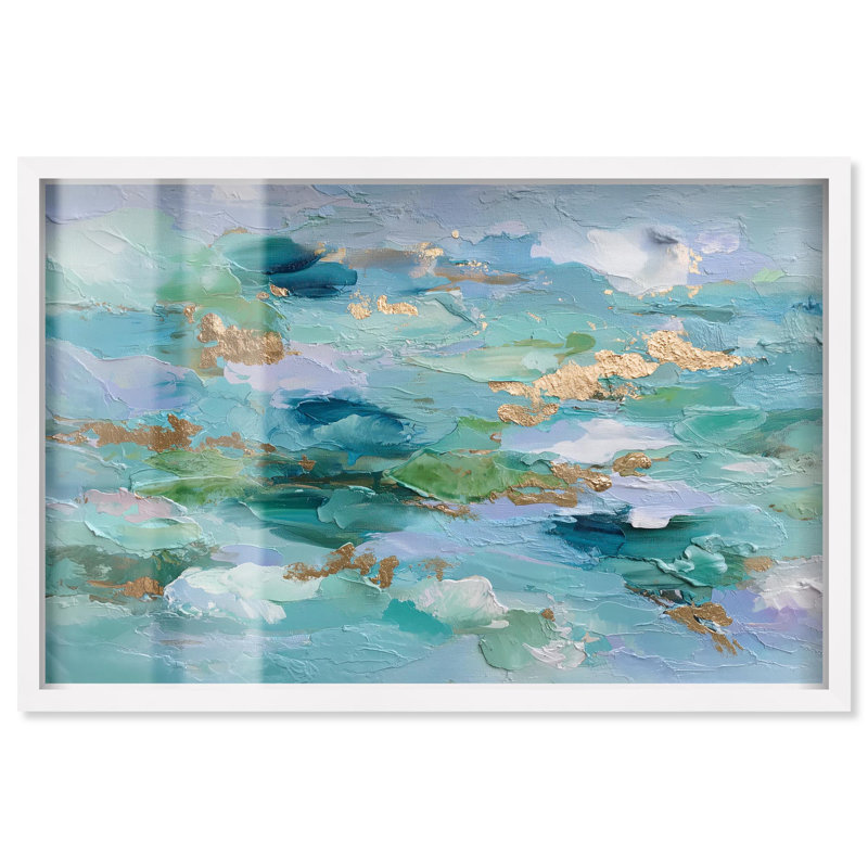 Décoration murale bleue Azure Tide II Shadowbox par Art Remedy, cadre blanc, 31 x 21, H 21 po x l 31 po, Cadre blanc