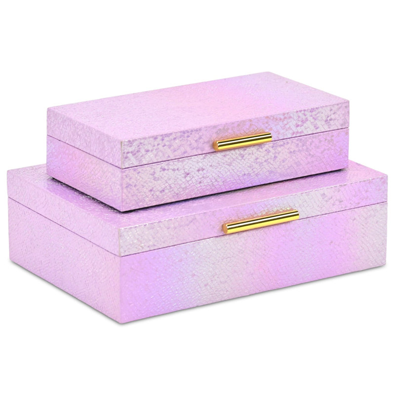 Ensemble de deux boîtes de rangement gigognes roses et dorées