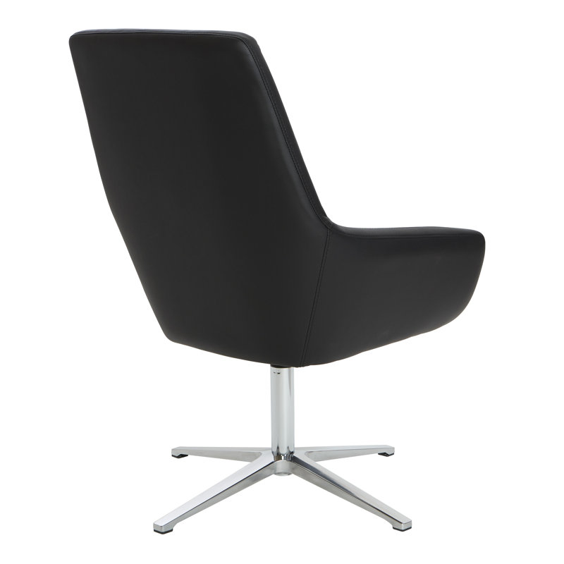 Chaise de réception l 27 po avec structure en métal Minhtri, Aluminium poli, Noir