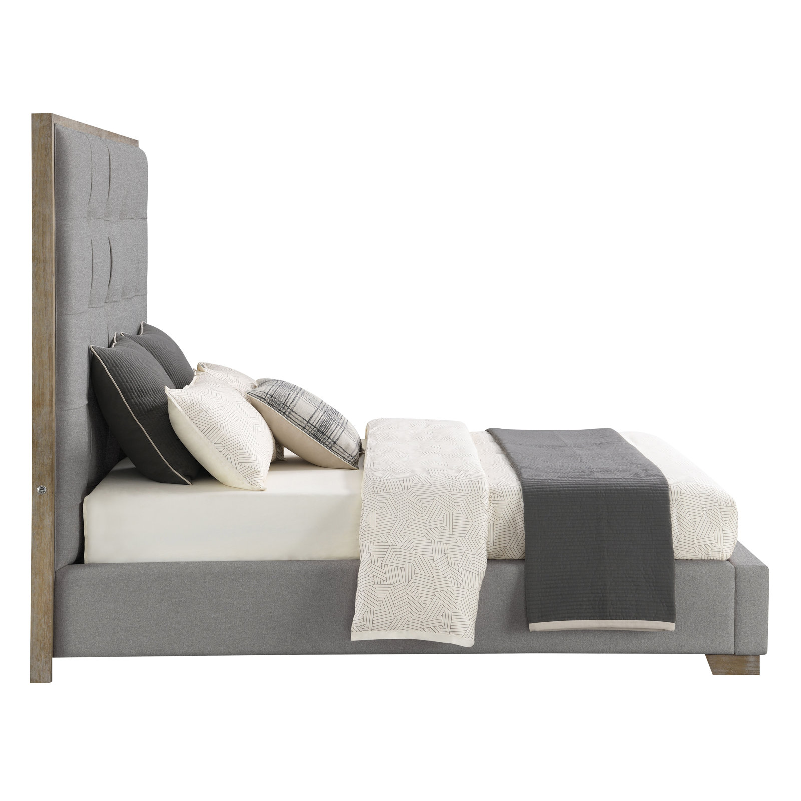 Solid Wood Platform Bed, Queen, Gray